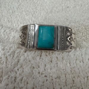 Native American (Navajo) stamped sterling silver and turquoise cuff